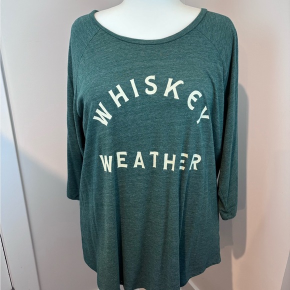 Torrid Graphic Tee 3X Green “Whiskey Weather” Classic Fit Raglan Sleeve - Picture 1 of 14